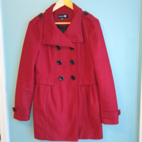 Forever 21 Peacoat Red button down lined large - Picture 8 of 11